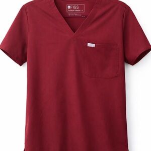 Figs Maroon Catarina V-Neck Top